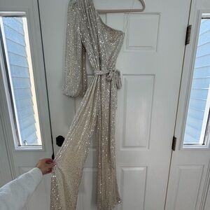 Elegant One Shoulder Silver Dress